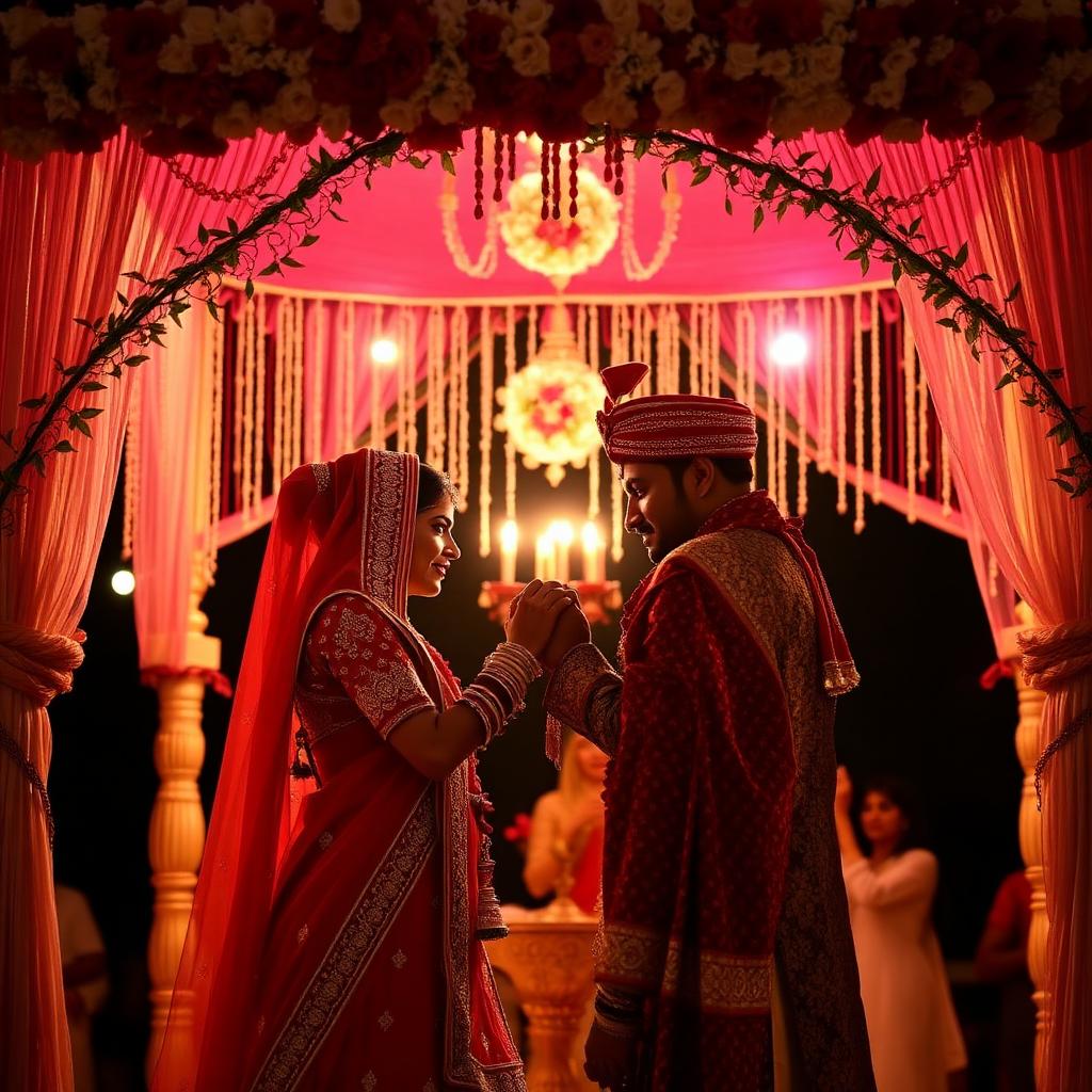 Wedding ceremony under mandap