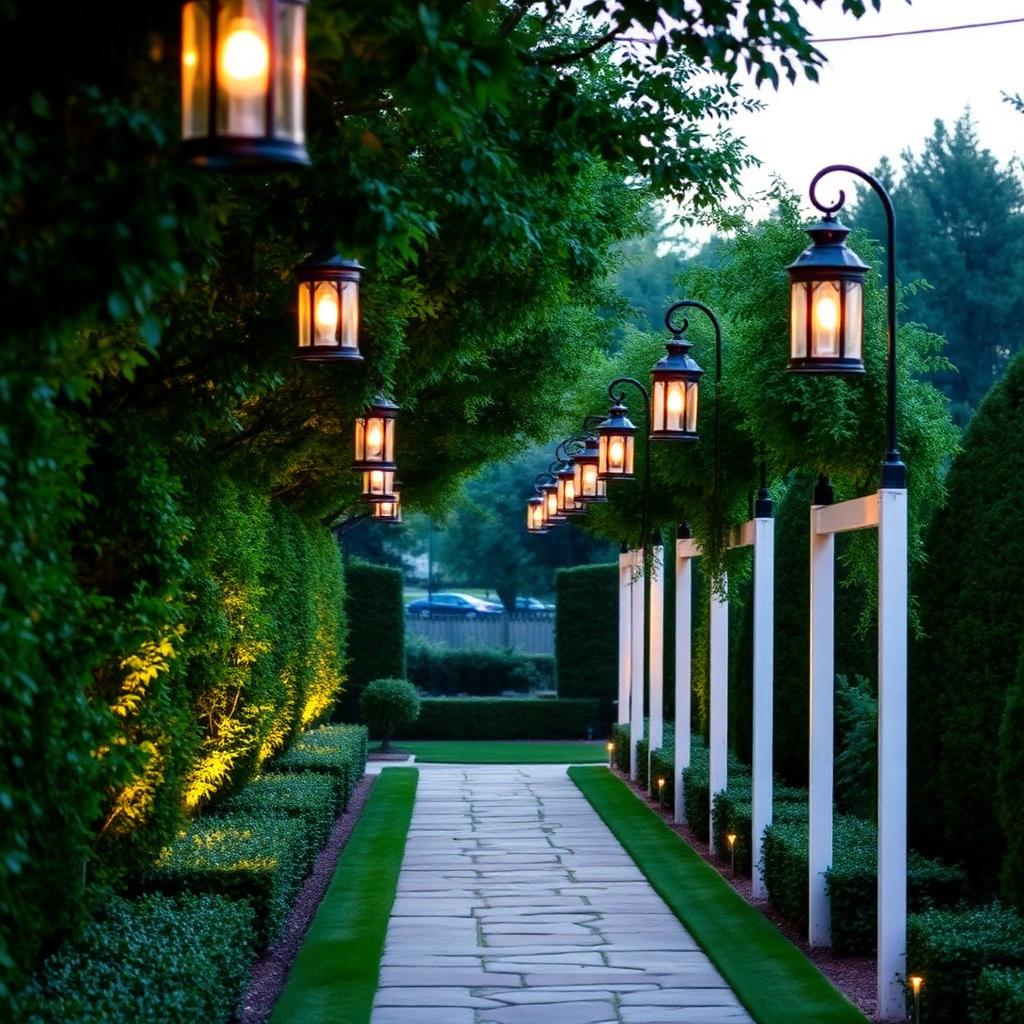 Lantern-lit garden pathway